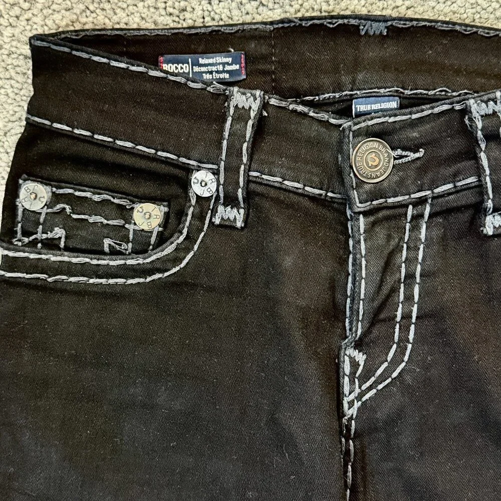 TRUE RELIGION MEN’S ROCCO RELAXED SOFT SKINNY STRETCHABLE JEANS SZ W28 L33 -VGUC